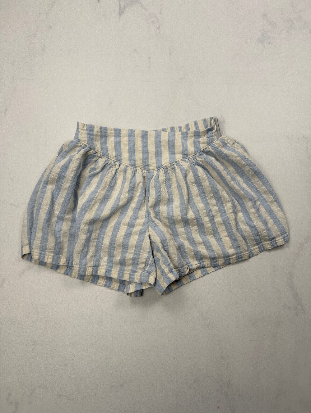 Old Navy Striped Shorts Light Blue Cream 2010s Minimalist - Girls L (10-12)